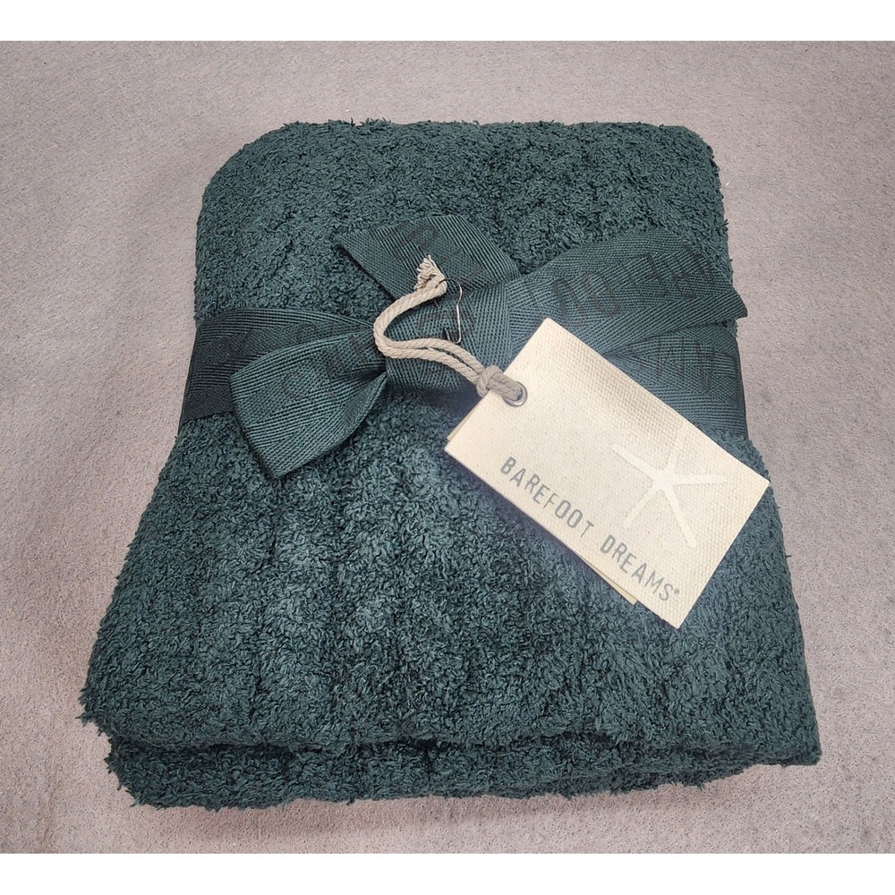 Barefoot Dreams CozyChic Cable Infinity Scarf Dark Emerald Green Unisex OS NWT